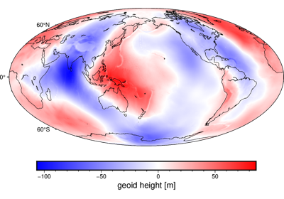 Earth geoid height grid at 10 arc-minute resolution