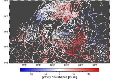 Gravity ground-based data over the Bushveld Complex, Southern Africa